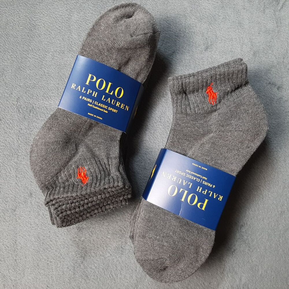 Polo Ralph Lauren Socks Mens Gray 6 Pairs Classic Sport PRL ZP113869PK6N BUNDLE!